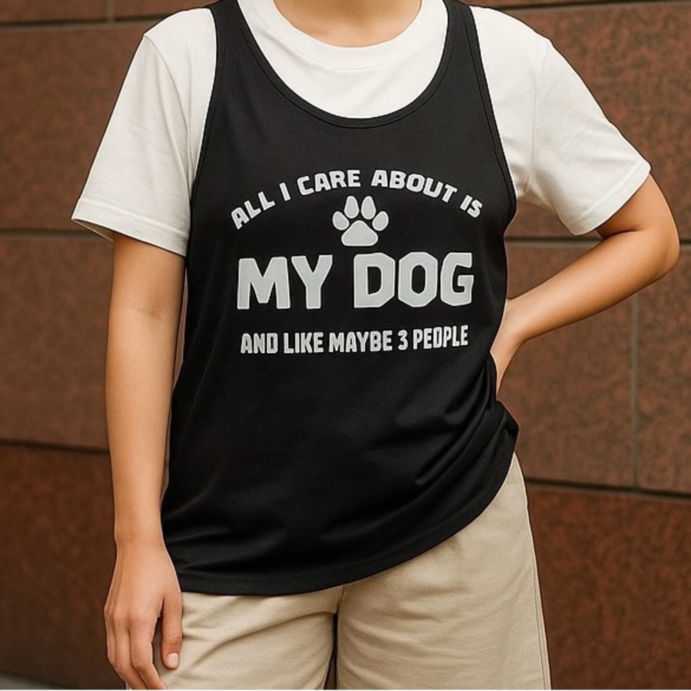 Bella Canvas Top Tank Coverup Black Dog Lover White 1XL